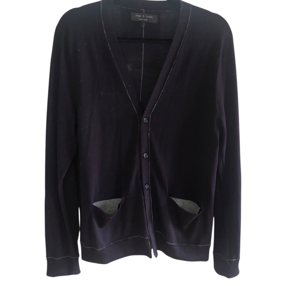 Rag & Bone Grey Piped Navy Sweater